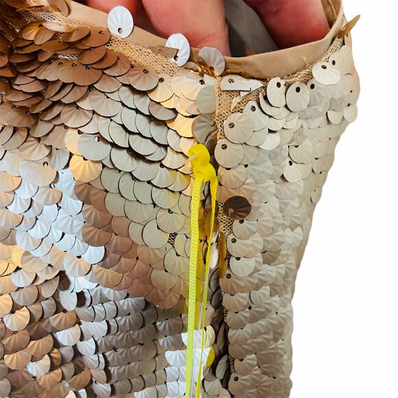 CeCe Sequin Dress Gatsby Flapper 20s Sexy Party Blush Gold Bohemian Luxe sz 14 - Picture 6 of 16